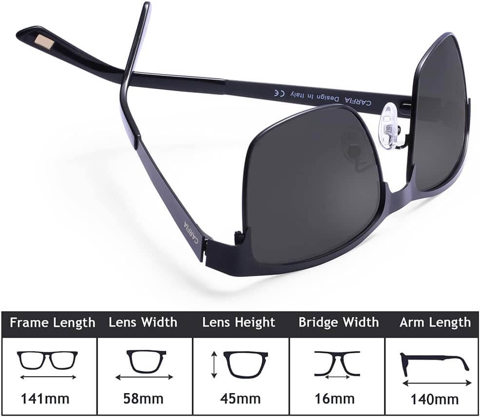 Metal Mens Sunglasses Polarized UV400 Protection for Driving Fishing Hiking Golf Everyday Use CA5225