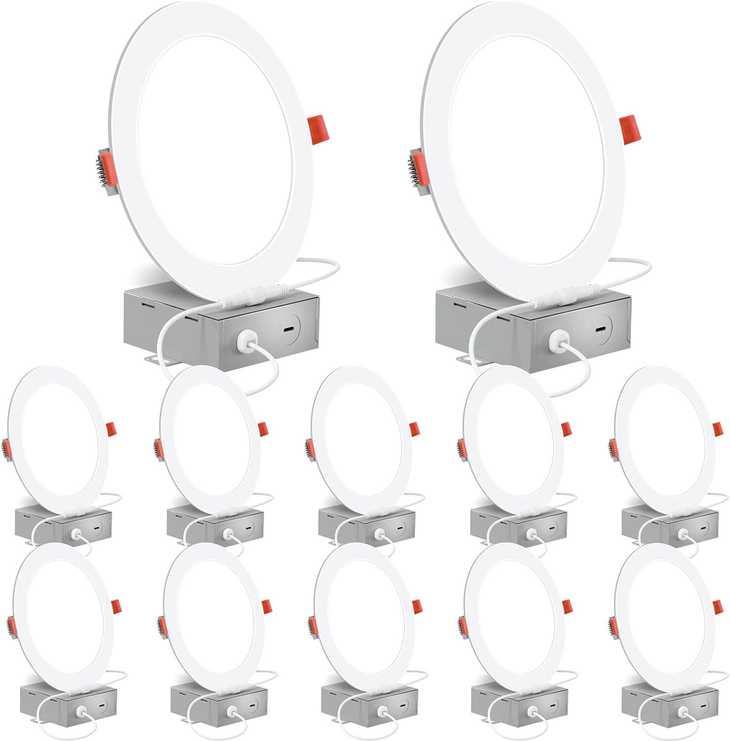 12 Pack 6-Inch Ultra-Thin LED Recessed Lighting with Junction Box