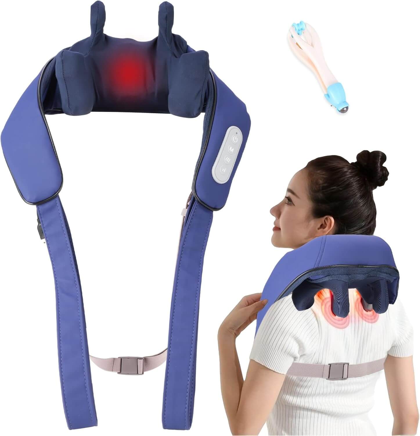 Neck Massager with Heat, Cordless Neck Massager Deep Tissue 4d Neck and Shoulder Massager for Relaxation-Adjustable Shoulder,Massagers for Neck and Shoulder with Heat Gifts for Male and Female