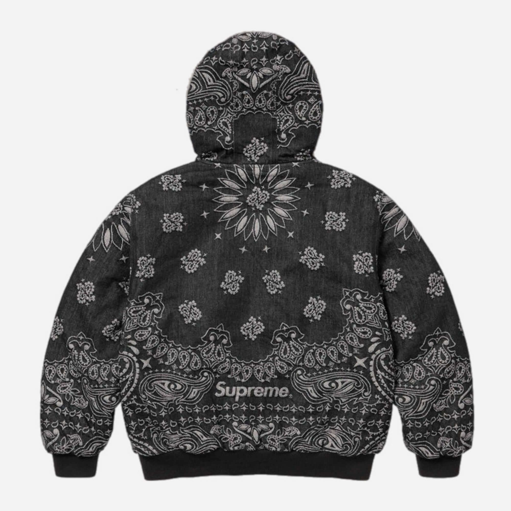 Bandana Jacquard Denim Hooded Work Jacket
