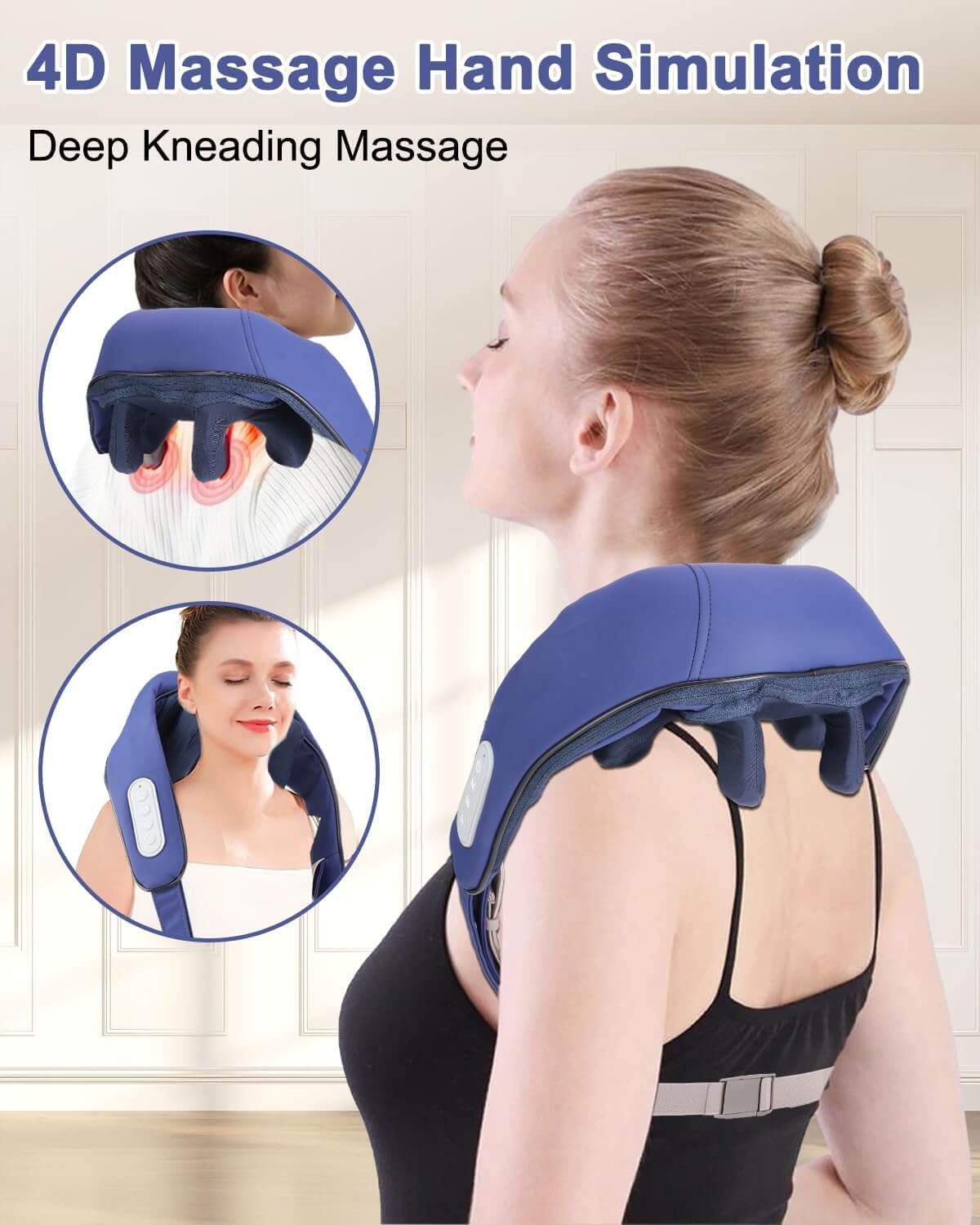 Neck Massager with Heat, Cordless Neck Massager Deep Tissue 4d Neck and Shoulder Massager for Relaxation-Adjustable Shoulder,Massagers for Neck and Shoulder with Heat Gifts for Male and Female