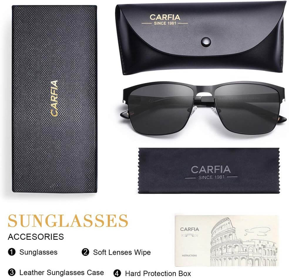 Metal Mens Sunglasses Polarized UV400 Protection for Driving Fishing Hiking Golf Everyday Use CA5225