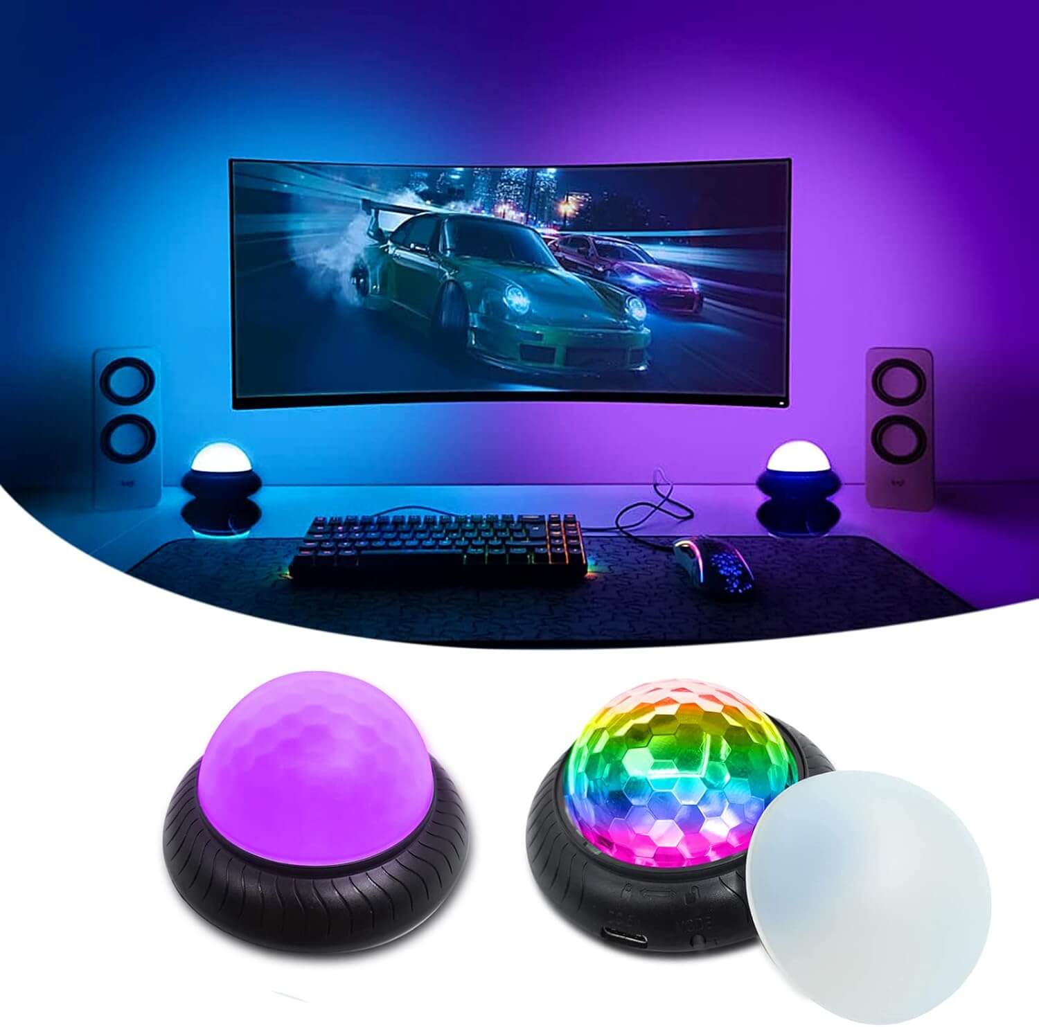 Gamer LED Lights Gamer Gifts Room Decor for Boys, Gaming Lights Multiple Colors 2-in-1 Effect for Gaming Setup 2 Packs/Set