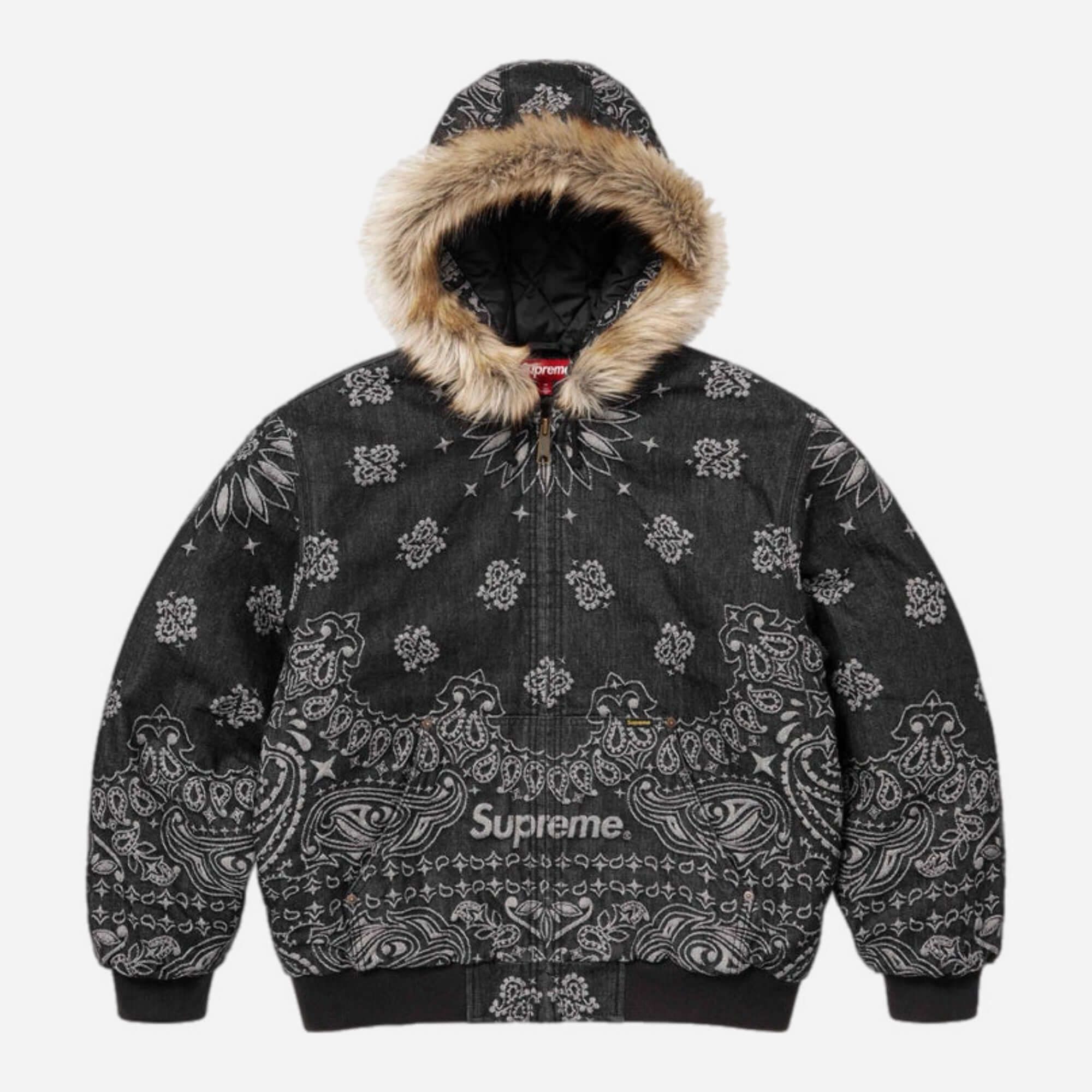 Bandana Jacquard Denim Hooded Work Jacket