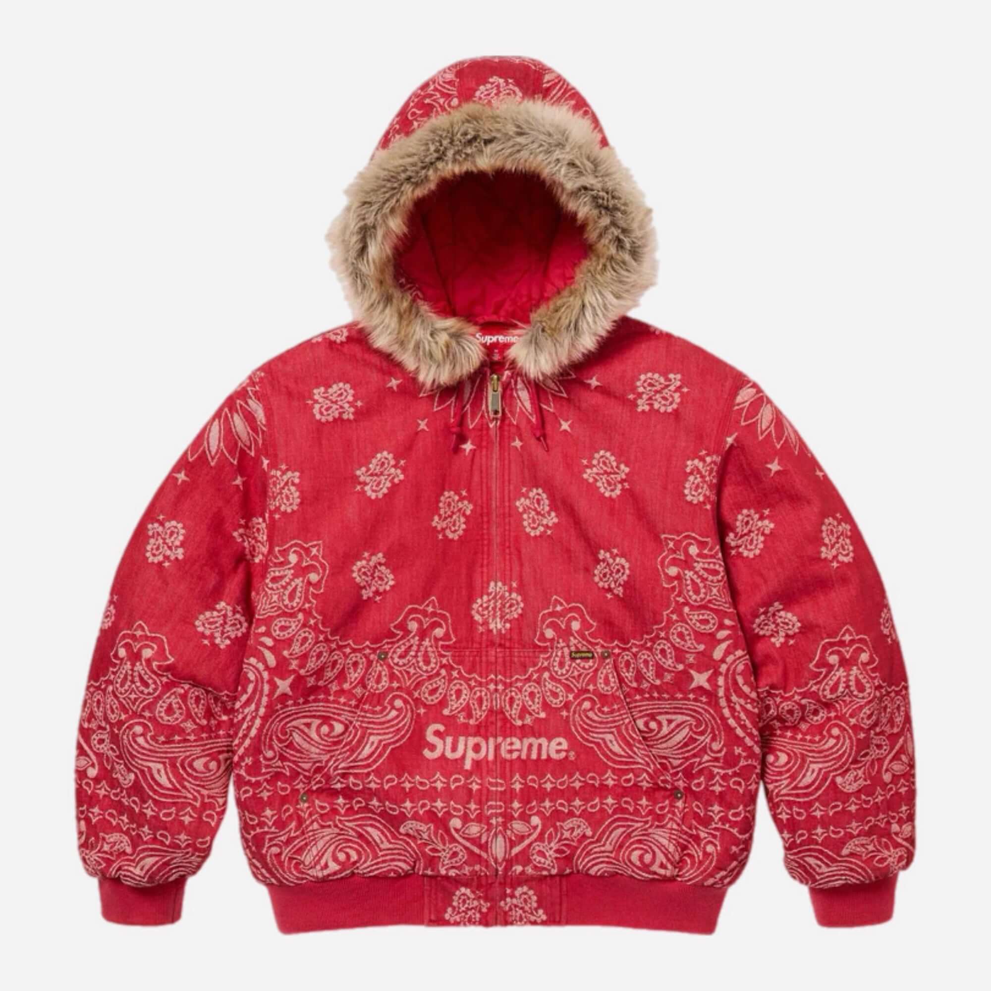 Bandana Jacquard Denim Hooded Work Jacket