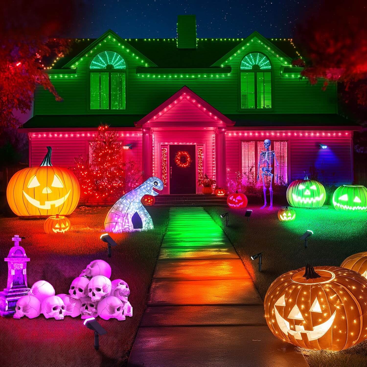 StarRayS Solar Lights Outdoor, Color Changing Solar Spot Lights Outdoor, IP67 Waterproof Colored Solar Lights for Garden, Yard, Landscape and Walkway, Multicolor, 6 Pack