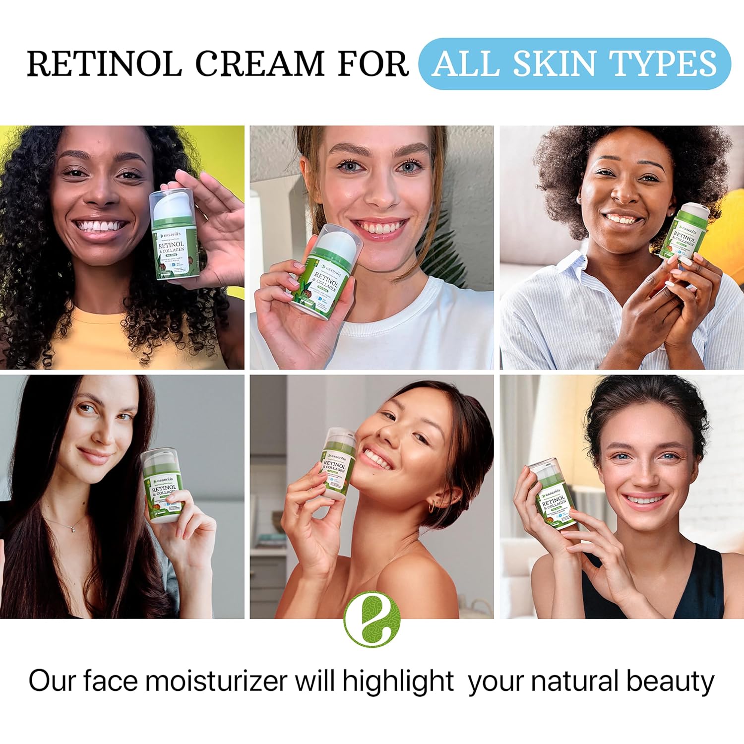 Retinol Cream for Face - Anti Aging Face Moisturizer with Collagen & Hyaluronic Acid - Day & Night Face Cream for Women and Men