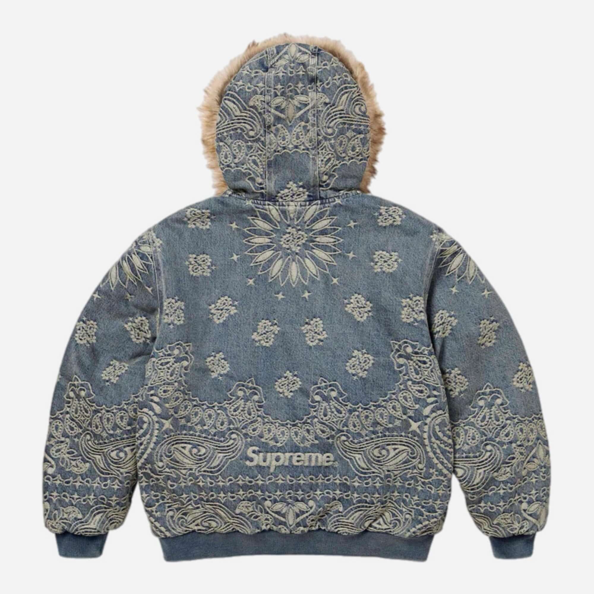 Bandana Jacquard Denim Hooded Work Jacket