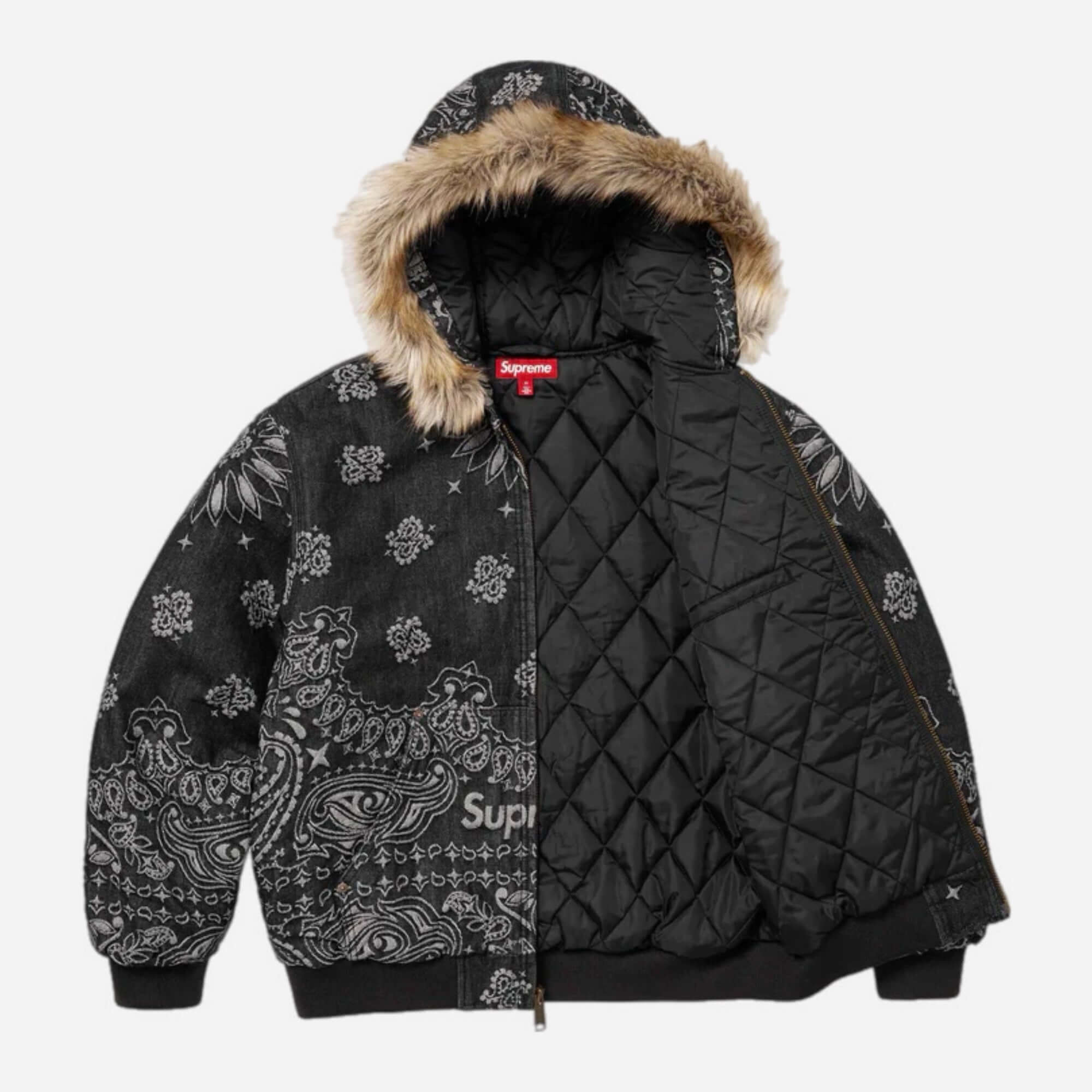 Bandana Jacquard Denim Hooded Work Jacket