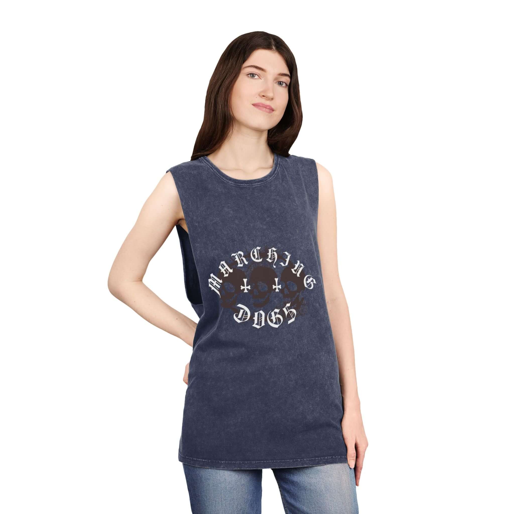 Marching Dogs "Skull n Bones" Stonewash Tank Top