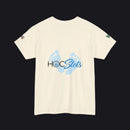 An off-white speckled short-sleeve t-shirt with a 'HOC Slots' logo printed on the chest, featuring light blue baby footprints behind the text. The t-shirt is displayed flat against a clean white background.