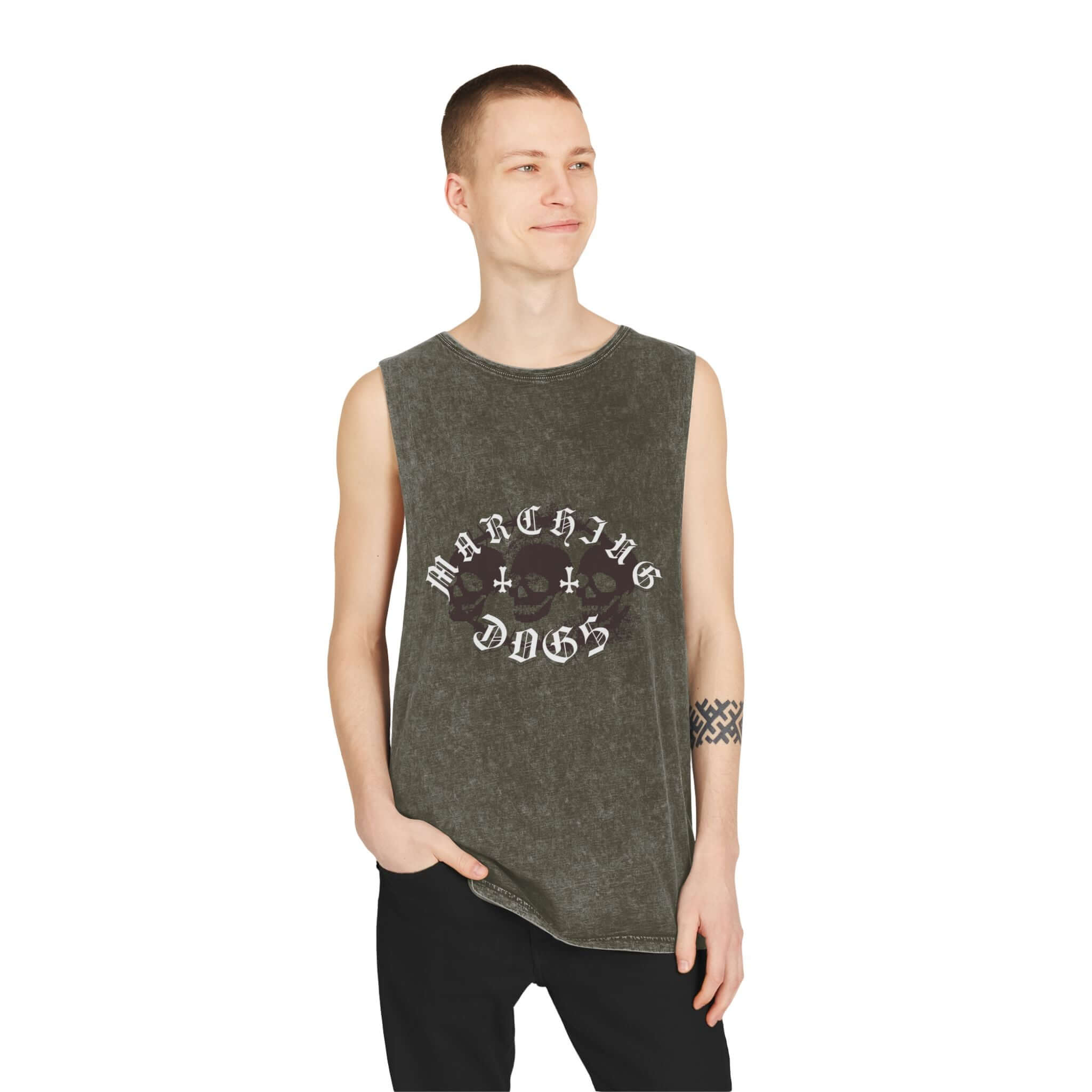 Marching Dogs "Skull n Bones" Stonewash Tank Top