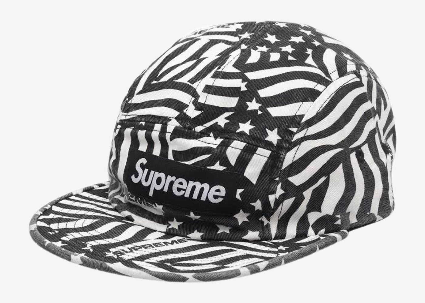 Supreme Washed Chino Twill Camp Cap “Black Flags”