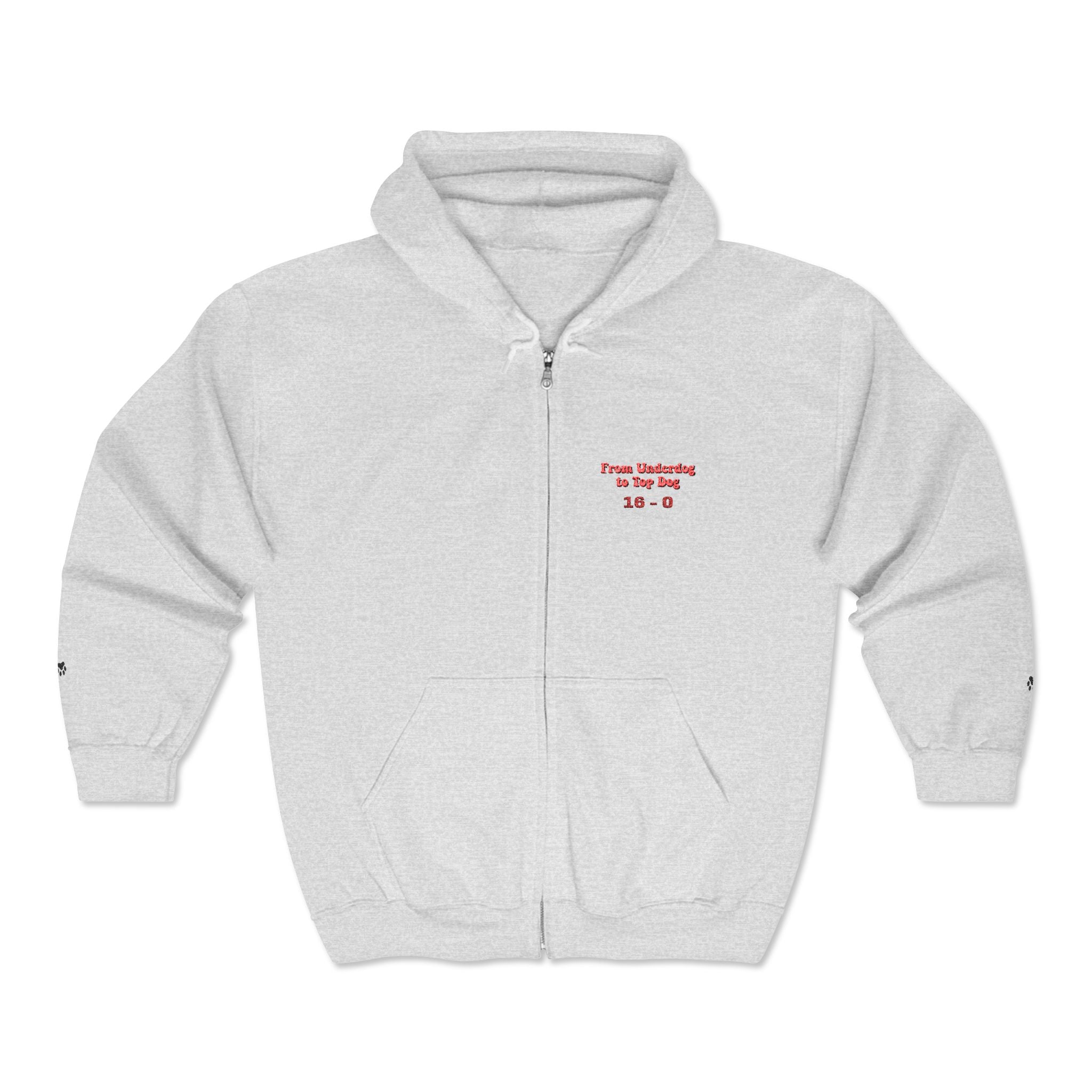 'Fom Underdogs to Top Dogs' Embroidered Zip Hoodie