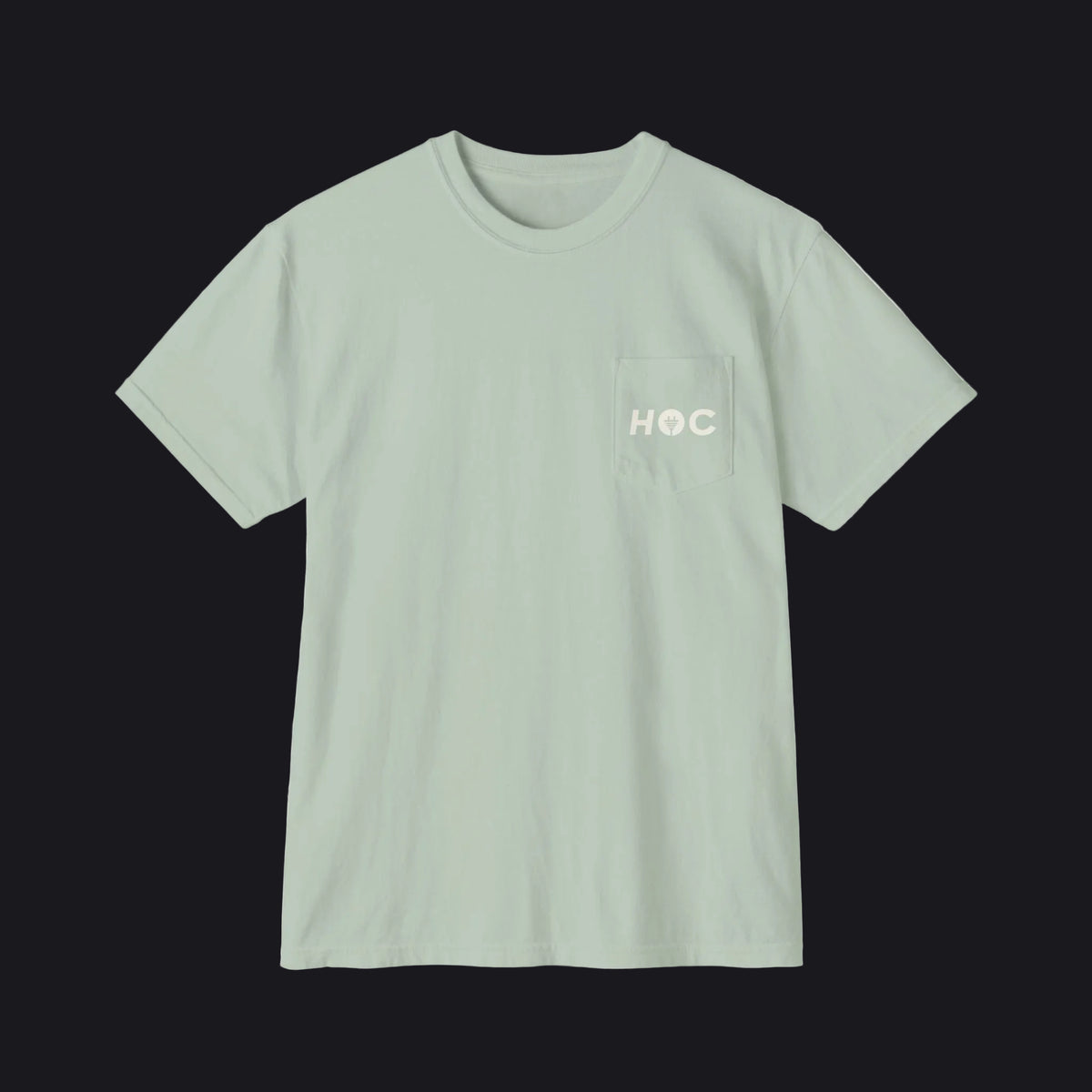 Light green t-shirt with text on a white background