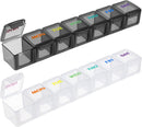 Weekly Pill Organizer Travel Pill Organizer Pill Box 7 Day Large Compartments Portable Easy to Clean for Vitamin Fish Oil Cod Liver Oil Medicine Supplements 2pcs Black+White