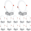 Paquete de 12 luces empotrables LED ultrafinas de 6 pulgadas con caja de conexiones 