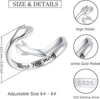 Anillo de abrazo de plata de ley 925