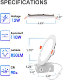 Paquete de 12 luces empotrables LED ultrafinas de 6 pulgadas con caja de conexiones 