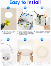 Paquete de 12 luces empotrables LED ultrafinas de 6 pulgadas con caja de conexiones 