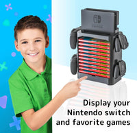 Game Storage Tower Compatible With Nintendo Switch, Nintendo Switch Stand Holder, Game Disk Rack, Controller Organizer, Switch Holder Stand for Gamers (Black)