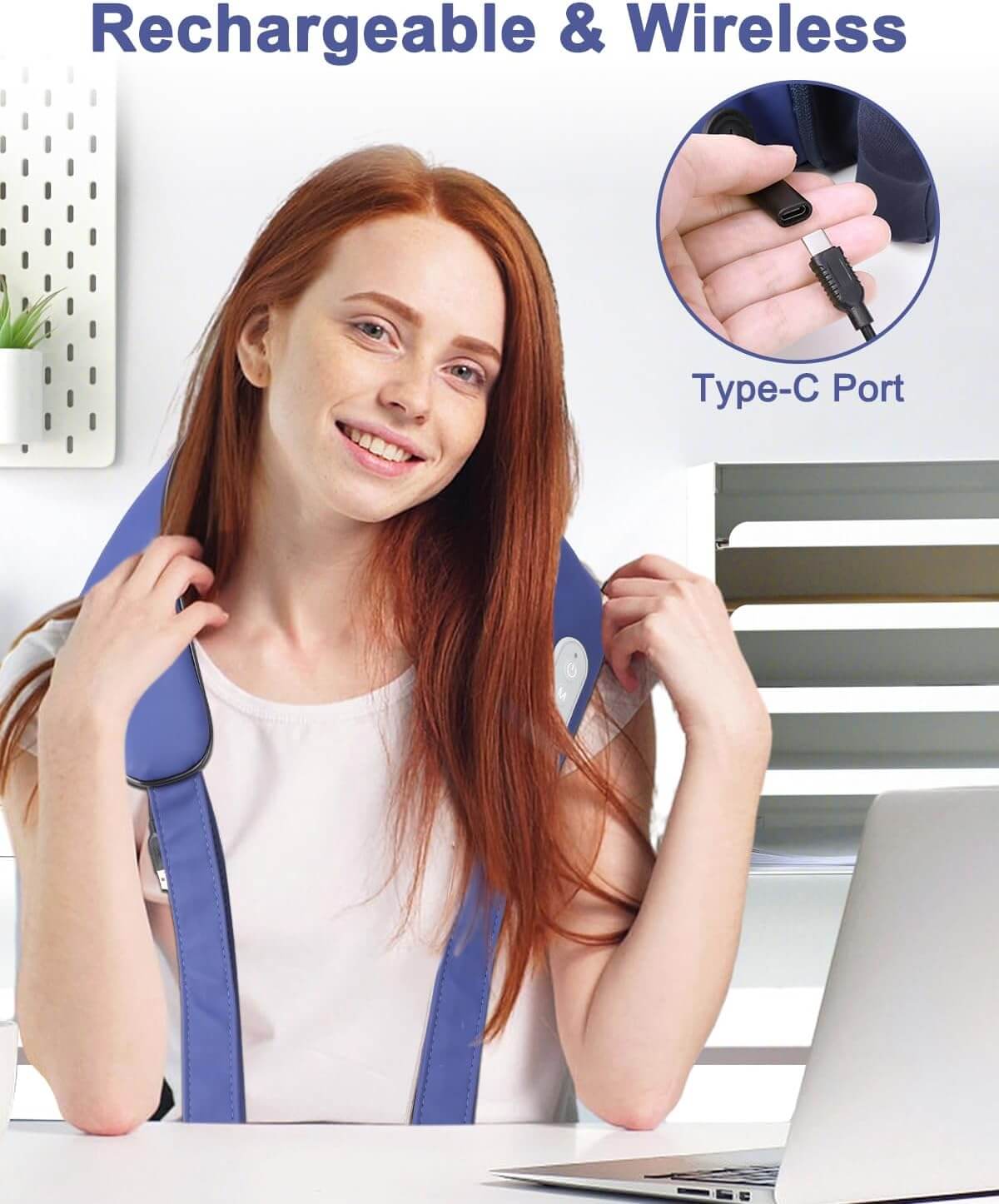 Neck Massager with Heat, Cordless Neck Massager Deep Tissue 4d Neck and Shoulder Massager for Relaxation-Adjustable Shoulder，Massagers for Neck and Shoulder with Heat Gifts for Male and Female