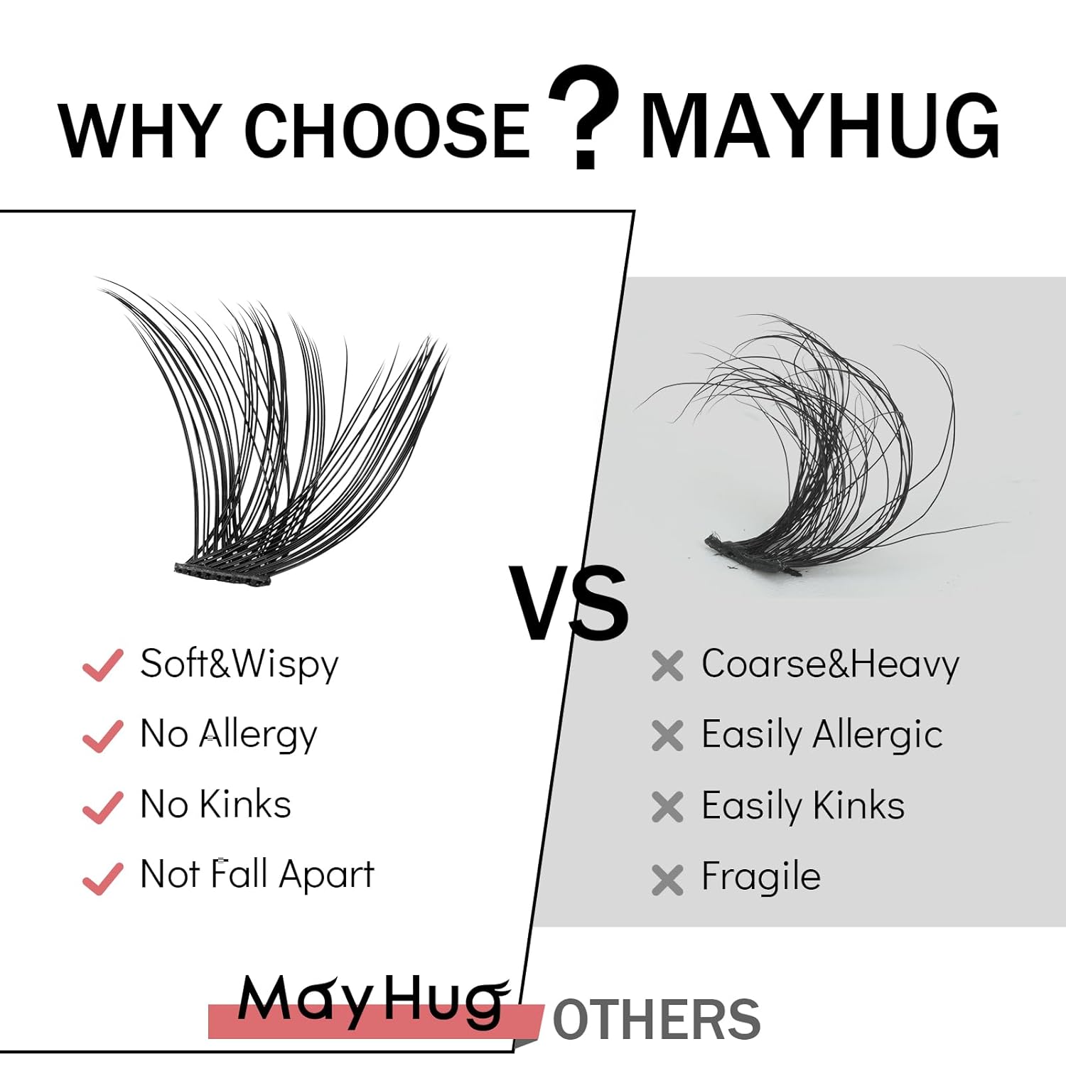 Mayhug Lash Clusters Individual Lashes Lash Extension Clusters 160 Pcs Cluster Lashes D Curl Volume Lash Clusters 8-18mm Wispy False Eyelash Reusable, DIY False Eyelashes Extensions Clusters (Wonder)