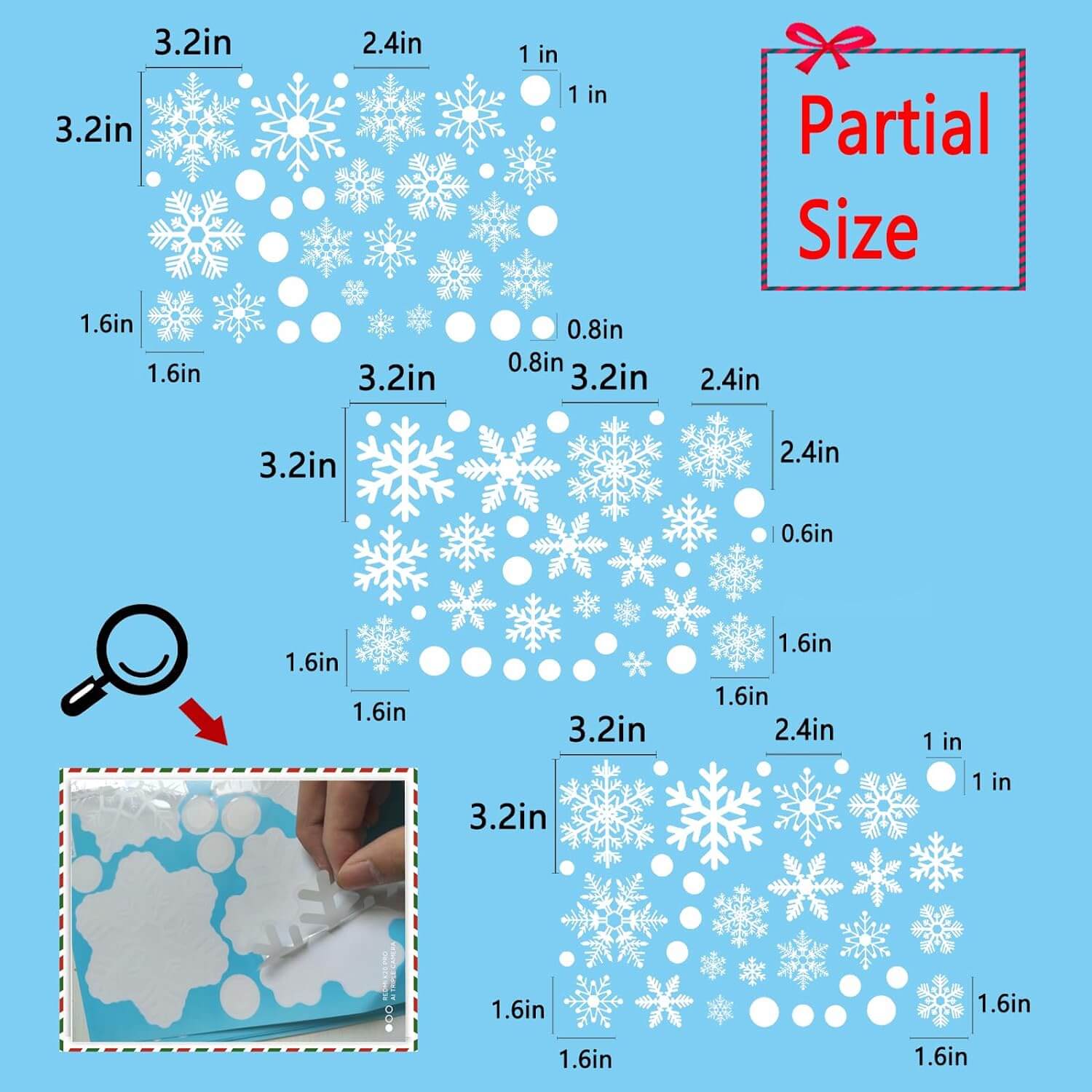 Adhesivos para ventanas con forma de copo de nieve para ventanas de vidrio 