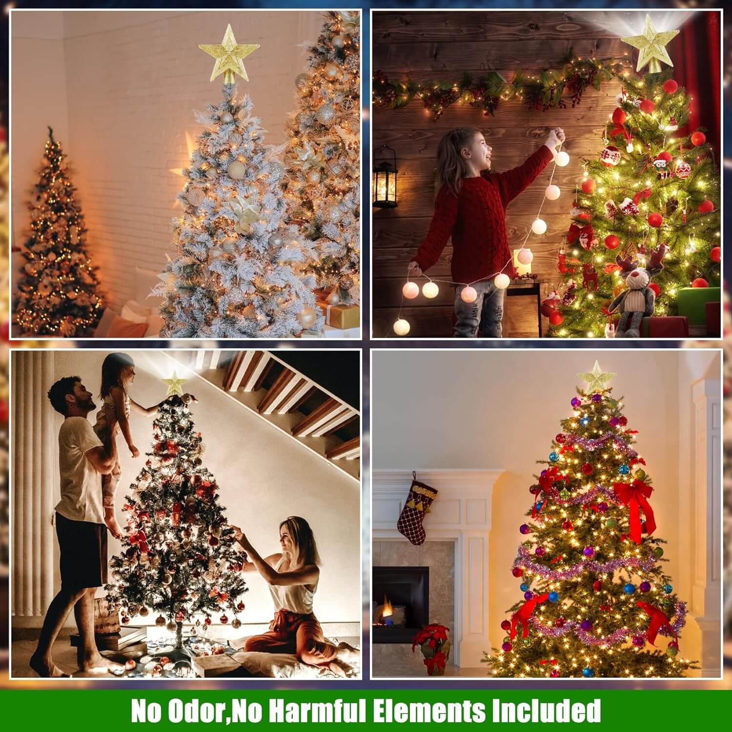Adorno para árbol de Navidad con luz de proyección giratoria 