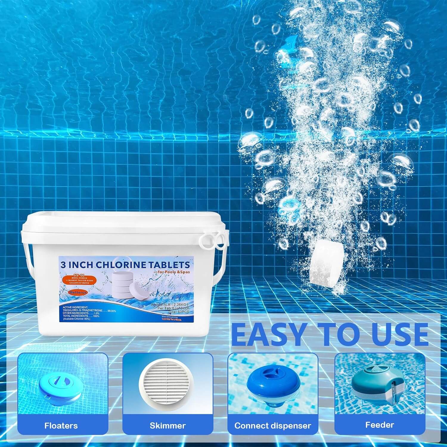 Tabletas de cloro para piscinas de 5 libras 