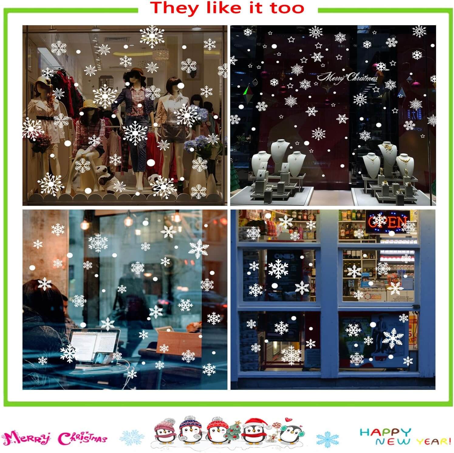 Adhesivos para ventanas con forma de copo de nieve para ventanas de vidrio 