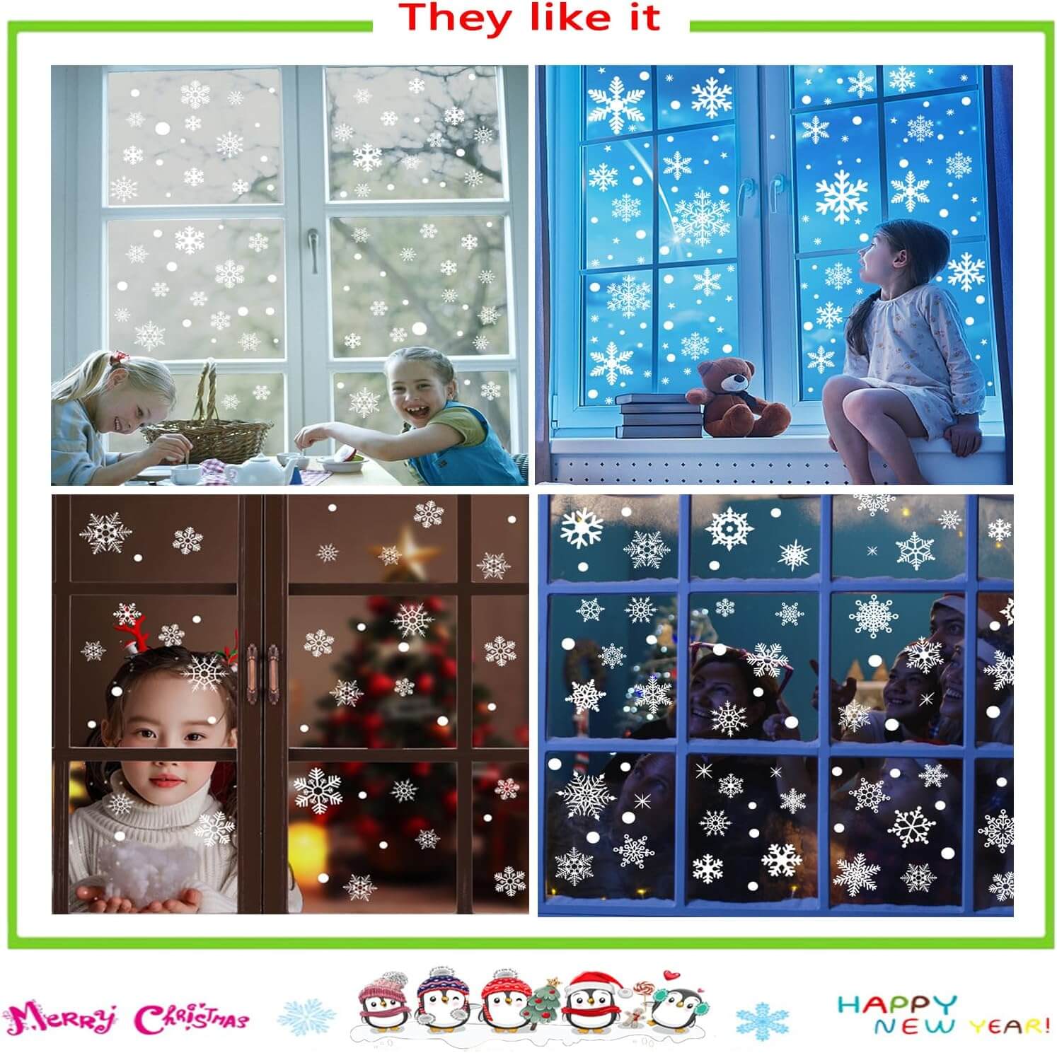 Adhesivos para ventanas con forma de copo de nieve para ventanas de vidrio 