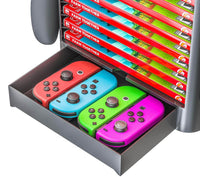 Game Storage Tower Compatible With Nintendo Switch, Nintendo Switch Stand Holder, Game Disk Rack, Controller Organizer, Switch Holder Stand for Gamers (Black)
