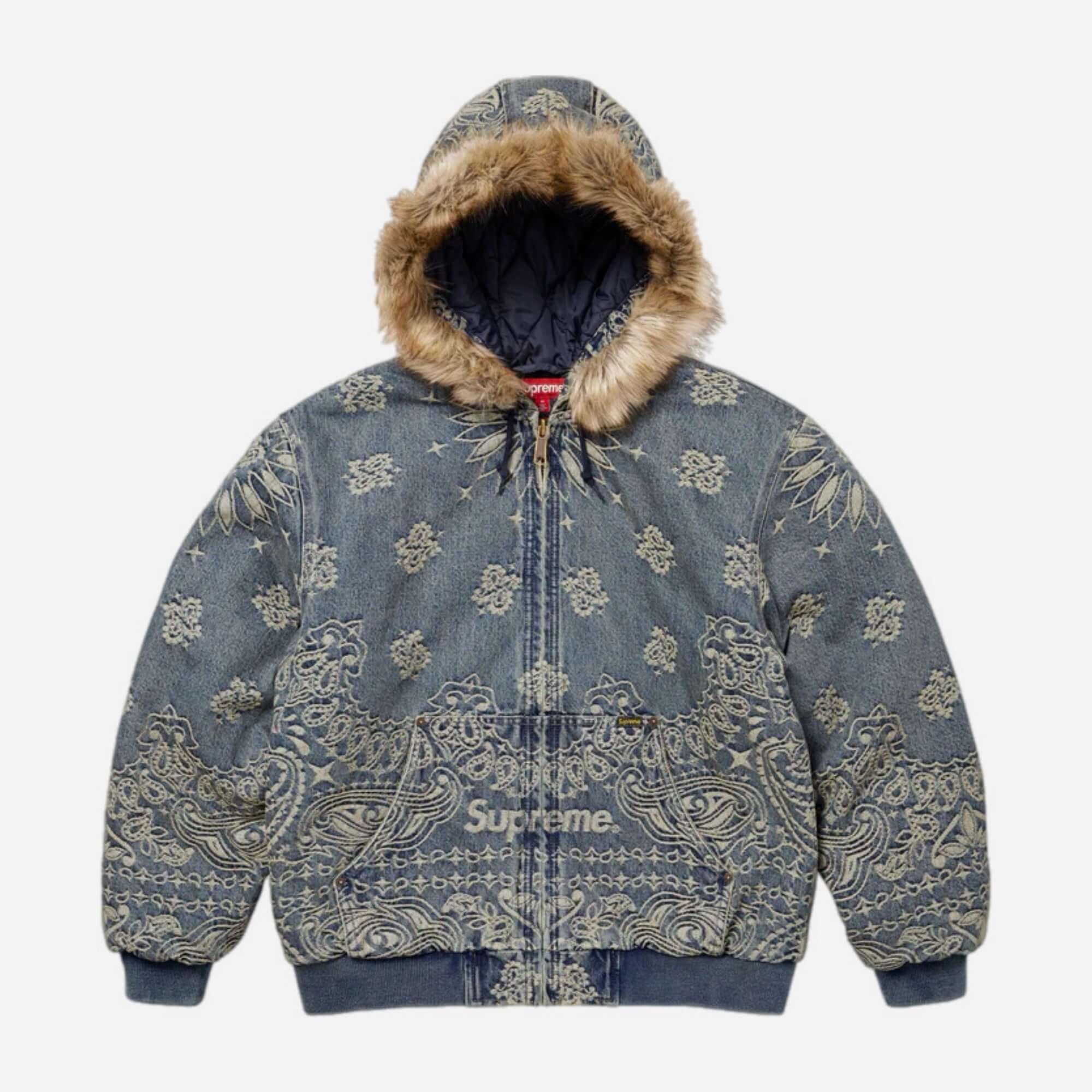 Bandana Jacquard Denim Hooded Work Jacket