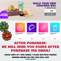 FREE Taco Bell 'Build Your Own Cravings Box' Code