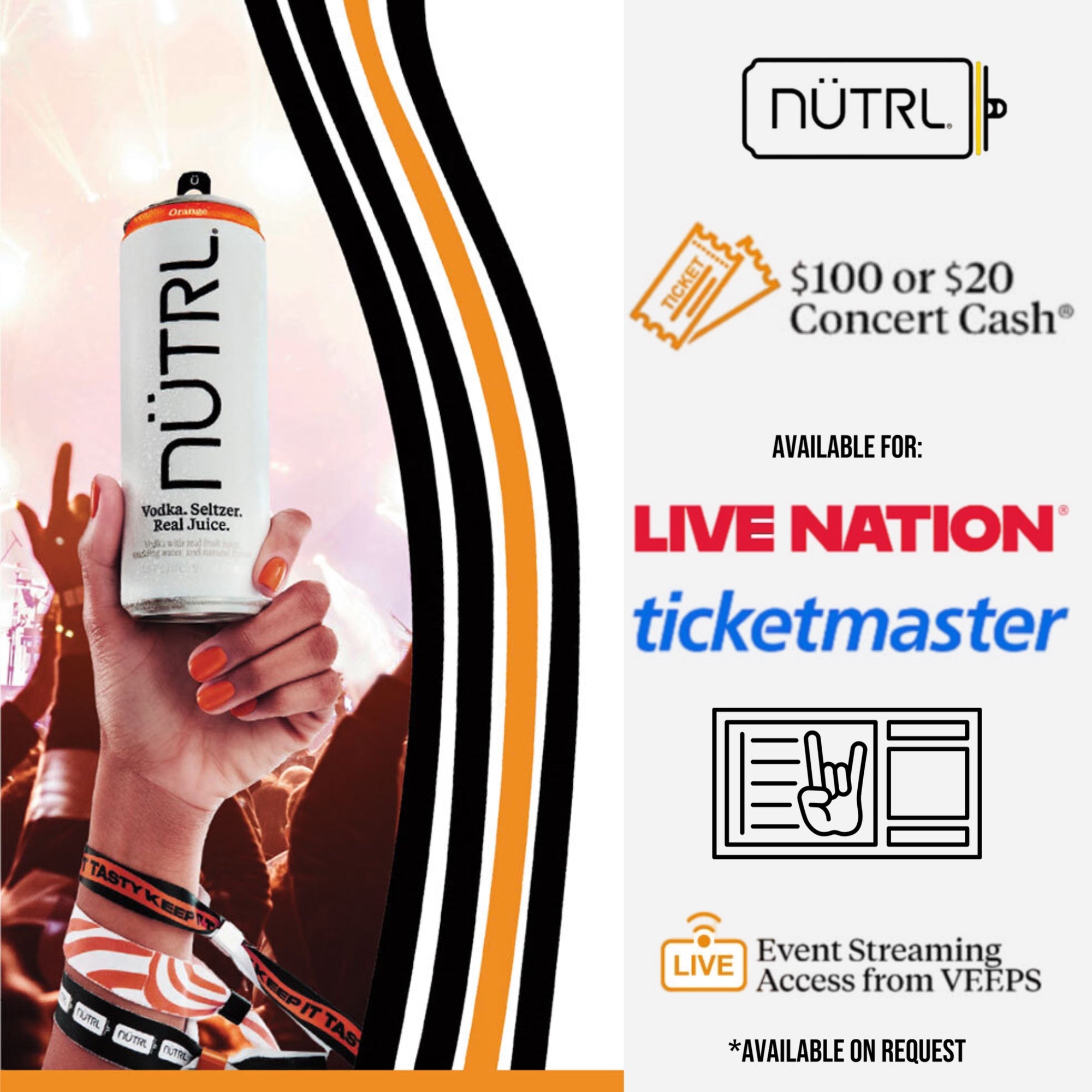 NÜTRL Ticket Concert Cash Codes for LiveNation or TicketMaster