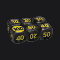 The six damage-counter dice included in the Delta Reign Elite Trainer Box.