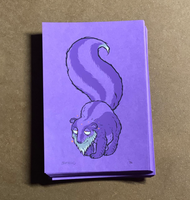 Impresión de Todd Bratrud 'Purple Skunk' - (Firmado, Edición de 86)