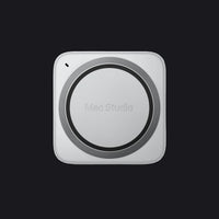 Silver Mac Studio computer on a white background