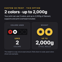 Custom 3D Print option: 2 colors, up to 2,000g