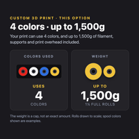 Custom 3D Print option: 4 colors, up to 1,500g
